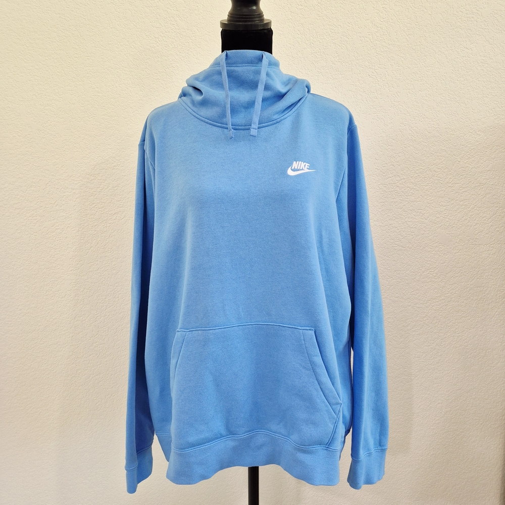 Nike Light Blue Pullover Hoodie with White Swoosh